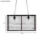 GobekUsa Modern Black Rectangle Cage Island Pendant Light - 16"/19.5" W, 2-Light Bamboo Suspension Lamp for Restaurants