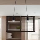 GobekUsa Modern Black Rectangle Cage Island Pendant Light - 16"/19.5" W, 2-Light Bamboo Suspension Lamp for Restaurants