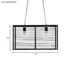 GobekUsa Modern Black Rectangle Cage Island Pendant Light - 16"/19.5" W, 2-Light Bamboo Suspension Lamp for Restaurants