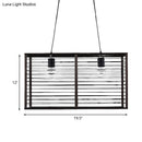 GobekUsa Modern Black Rectangle Cage Island Pendant Light - 16"/19.5" W, 2-Light Bamboo Suspension Lamp for Restaurants