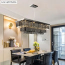 GobekUsa Lamis - Modern Black Rectangle Crystal Chandelier