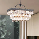 GobekUsa Modern Black Rectangle Island Lighting Fixture with Clear Crystal, 4/8 Lights Hanging Lamp