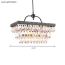 GobekUsa Modern Black Rectangle Island Lighting Fixture with Clear Crystal, 4/8 Lights Hanging Lamp