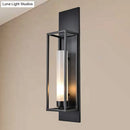 GobekUsa Modern Black Rectangular Wall Lamp - Elegant Metal Sconce Lighting with Glass Shade