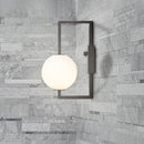 GobekUsa Modern Black Rectangular Wall Sconce with White Glass Orb Shade - 1 Bulb Metal Lighting