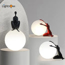 GobekUsa Abstract Humanoid Ball Holder Table Lamp - Modern Art Sculpture Light