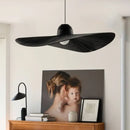 GobekUsa Designer Fabric Hat Chandelier, White & Black LED Pendant Lamp for Living Room
