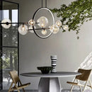 GobekUsa Black Ring LED Pendant Light with Glass Lampshade for Dining Room and Kitchen