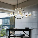 GobekUsa Black Ring LED Pendant Light with Glass Lampshade for Dining Room and Kitchen