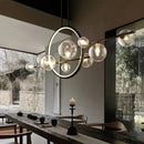GobekUsa Black Ring LED Pendant Light with Glass Lampshade for Dining Room and Kitchen