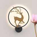 GobekUsa Nordic Metallic LED Wall Light with Elk Mural Design for Bedroom, Black Ring