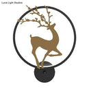 GobekUsa Nordic Metallic LED Wall Light with Elk Mural Design for Bedroom, Black Ring