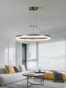 GobekUsa Black Ring LED Pendant Chandelier for Living Room, Bedroom, Kitchen - Modern Minimalist Lighting