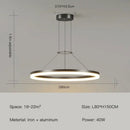 GobekUsa Black Ring LED Pendant Chandelier for Living Room, Bedroom, Kitchen - Modern Minimalist Lighting