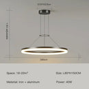 GobekUsa Black Ring LED Pendant Chandelier for Living Room, Bedroom, Kitchen - Modern Minimalist Lighting