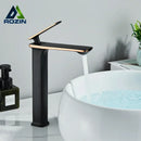 GobekUsa Black Rose Gold Basin Faucet: Modern Deck Mounted Sink Mixer Tap for Luxury Bathrooms