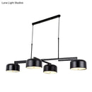 GobekUsa Linear Modernist Island Pendant Light with 4 Drum Shades in Black/Rose Gold