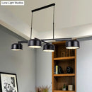 GobekUsa Linear Modernist Island Pendant Light with 4 Drum Shades in Black/Rose Gold