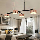 GobekUsa Linear Modernist Island Pendant Light with 4 Drum Shades in Black/Rose Gold