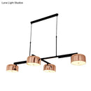 GobekUsa Linear Modernist Island Pendant Light with 4 Drum Shades in Black/Rose Gold