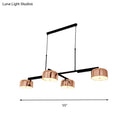 GobekUsa Linear Modernist Island Pendant Light with 4 Drum Shades in Black/Rose Gold