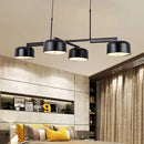 GobekUsa Linear Modernist Island Pendant Light with 4 Drum Shades in Black/Rose Gold