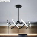 GobekUsa Black Rotating Stick LED Chandelier: Minimalist Acrylic Hanging Lamp for Dining Room