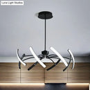 GobekUsa Black Rotating Stick LED Chandelier: Minimalist Acrylic Hanging Lamp for Dining Room