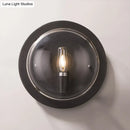 GobekUsa Modern Black Round Wall Sconce with Clear Crystal Accent - Stylish Metal 1 Bulb Light for Hallway
