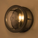 GobekUsa Modern Black Round Wall Sconce with Clear Crystal Accent - Stylish Metal 1 Bulb Light for Hallway