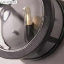 GobekUsa Modern Black Round Wall Sconce with Clear Crystal Accent - Stylish Metal 1 Bulb Light for Hallway