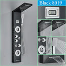 GobekUsa Black Shower Panel Column Wall Mount Rainfall Waterfall Faucet Hot Cold Mixer Tap