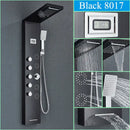 GobekUsa Black Shower Panel Column Wall Mount Rainfall Waterfall Faucet Hot Cold Mixer Tap