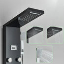 GobekUsa Black Shower Panel Column Wall Mount Rainfall Waterfall Faucet Hot Cold Mixer Tap
