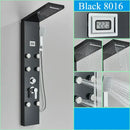 GobekUsa Black Shower Panel Column Wall Mount Rainfall Waterfall Faucet Hot Cold Mixer Tap