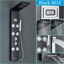 GobekUsa Black Shower Panel Column Wall Mount Rainfall Waterfall Faucet Hot Cold Mixer Tap
