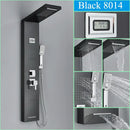 GobekUsa Black Shower Panel Column Wall Mount Rainfall Waterfall Faucet Hot Cold Mixer Tap