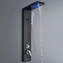 GobekUsa Black Shower Panel Column Wall Mount Rainfall Waterfall Faucet Hot Cold Mixer Tap