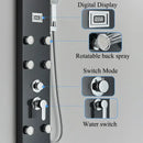 GobekUsa Black Shower Panel Column Wall Mount Rainfall Waterfall Faucet Hot Cold Mixer Tap