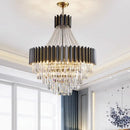 GobekUsa Crystal LED Chandelier Black Gold Finish for Dinning Room
