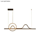 GobekUsa Contemporary LED Black Suspended Island Lamp with Curvy Line and Ring Metallic Design