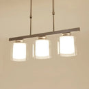GobekUsa Cylinder Island Pendant Light Fixture - Modern Black/Silver, Clear Glass - Ideal for Kitchen