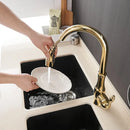 GobekUsa Black Single Handle Pull Out Kitchen Faucet - Swivel 360° Water Mixer Tap