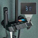 GobekUsa Black Smart Digital Rainfall Shower System with Grey Mixer Tap