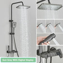 GobekUsa Black Smart Digital Rainfall Shower System with Grey Mixer Tap
