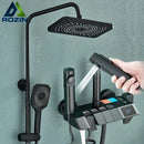 GobekUsa Black Smart Digital Rainfall Shower System with Grey Mixer Tap