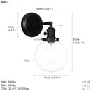 GobekUsa Glass Ball Wall Light Switch Hallway Bathroom Mirror Stair Black Wall Sconce