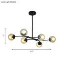 GobekUsa Modern 6-Head Black Glass Sphere Shade Buffet Chandelier for Stylish Island Lighting