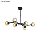 GobekUsa Modern 6-Head Black Glass Sphere Shade Buffet Chandelier for Stylish Island Lighting