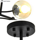 GobekUsa Modern 6-Head Black Glass Sphere Shade Buffet Chandelier for Stylish Island Lighting